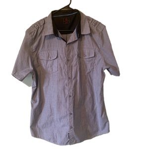 Men’s Swiss Cross Pinstriped Blue Button Down Size XL